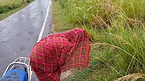 new indian honeymoon couple banging hard outdoor with raw audio story