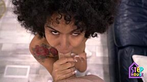 Slutty Latina from Florida gives a messy deepthroat blowjob to a huge cock