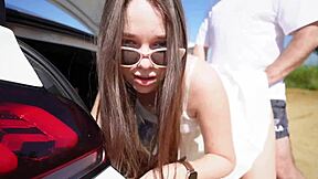 Petite Teen Sucks and Rides Stranger in Public Park