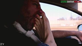 Traveling with Lisa for Intense Foot Domination in Car