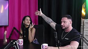 duas gostosas show off bare tits while sucking cock and getting pussies drilled wet with moans