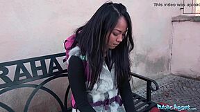 Wow, stranded Thai girl facialised by stranger in public!