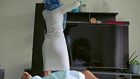 i felt so wild when muslim cleaning lady caught me masturbating and joined