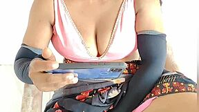 Auntie gets heated watching sex video with desi action.