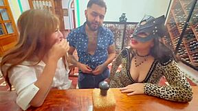 lesbians get lured by a sly guy and banged right in the bar