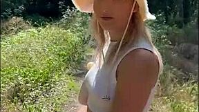 French girl gets pounded by a big black cock outdoor and wrecked in her hotel room.