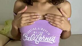 Horny Little Stepsister Teases with Big Black Dildo