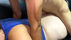 hey, i help my stepmom clean the house and end up banging her huge pussy in the living room