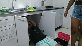 This horny plumber licks my ass before we dive into wild lesbian sex. Multiple orgasms shake us both.