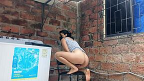 Hey, my slutty neighbor’s flashing her pussy in the yard under that dress!