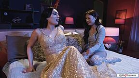 Unbelievable! Beautiful Trans Star Ember Fiera Wakes Up for Wild Sex in Asian's Bed
