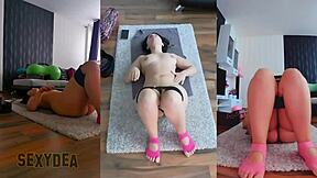 Triple the Pleasure! Watch Me SWEAT in Triple Cam Naked Yoga View!