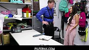 Officer Jack Vegas strips shoplifter Keira Croft bare in Pilfer4k.