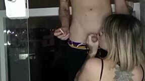 intriguing smoking on balcony, blonde's epic blowjob