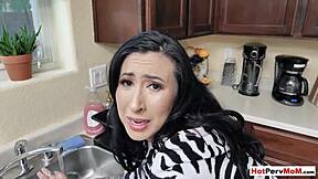 Man, I'm banging my busty stepmom while she's at the sink