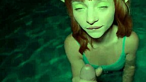 Elf stranger drained completely by poolside seduction