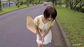 I met this petite Japanese teen on a pickup, and we talked in the car before she sucked me in uncensored JAV.