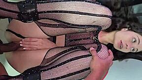 Beautiful girl in daring black lingerie secretly drills her lover hard. No one can stop their wild session.