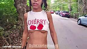 raw cum join me outdoors flashing hairy latina pussy in a tiny miniskirt under the sun
