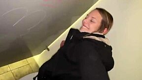 busted in restroom doing anal, still kept fucking hard