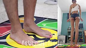 dance dance revolution with braless upskirt, no panties, feeling wild and free tonight