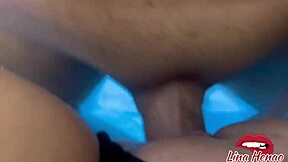 Pov hard sex with young girl in pool, filling her pussy with milk