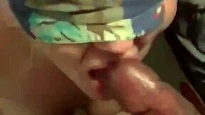 Blindfolded face fuck with curvy milf and huge cock, damn that's wild! 😈