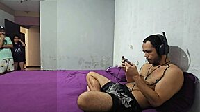 My husband ignores me for games, so I screw his best friend right in front. Risky sex unfolds!
