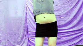 Mini skirt ladyboy cheerleader in sexy uniform, wow!