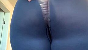 curvy pawg teases with ripped pants on display