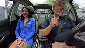livia park strips naked for first car ride adventure