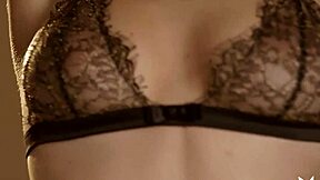 Hey, check this out, a sexy blonde milf with small tits dancing and stripping in stockings!