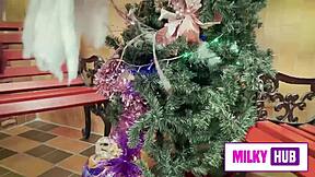 Esta Navidad, enjoy a horny teen prostitute giving an intense orgasmic fuck with her milky boobs.