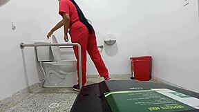 Latina nurse caught on hidden hospital bathroom cam