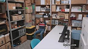 Wow! Officer Slams Tight Teen Pussy in Storage Room Caught on Cam
