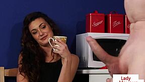 Look at this British office voyeur pushing a sub to jerk off right now