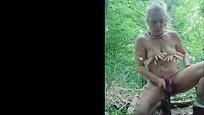 French Slave Humiliated in Forest with Chains and Slaps