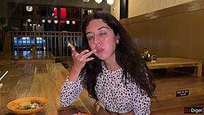 Hey, I blasted cum on her face at a public sushi bar