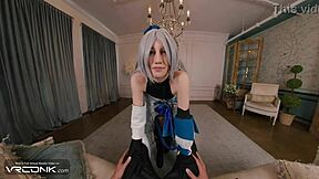 Man, I can’t even... skinny Bronya in stockings gets banged hard with moans in this Honkai Star Rail cosplay parody!