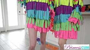 naughty stepsis molly little 18+ and lana small 18+s dare stepbro to smash their piñata pussies?