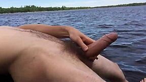 my bf’s massive cum explosion by the lake