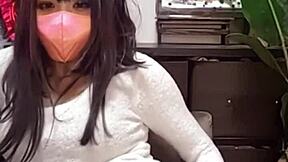 ever seen a cute japanese ladyboy stroking live on cam with a sexy mask on?