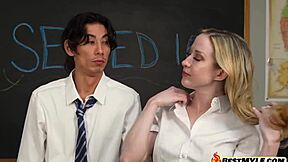 I’m a blonde milf teacher showing my students the best way to fuck hard in uniform