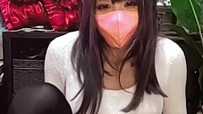 ever seen a cute japanese ladyboy stroking live on cam with a sexy mask on?