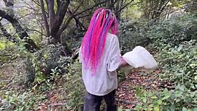 In the forest, I dominated a teen with rough sex and spanking. She squirted as I finished in her mouth.