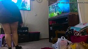 Chubby Mom Cleans House in Tight Sexy Shorts
