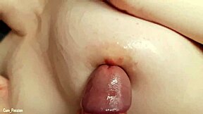 hot titjob with nipples rubbing leads to huge cum on her chest