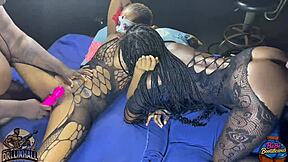 Monster Cock from Africa Dominates Three Black Teen Lesbians in Wild Foursome Orgy