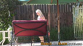 Blonde Teen Bangs Huge BBC Outdoors in Hardcore Action