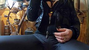 Preview - Milfycalla - Cum Splashed on Black Jacket and Leather Leggings